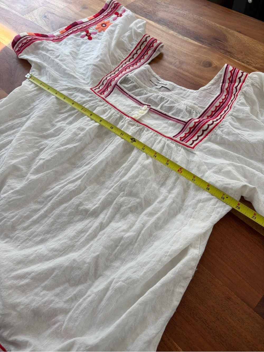 Madewell Embroidered Peasant Top White - Size M